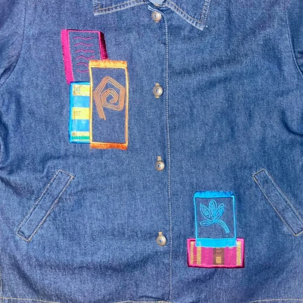 Vintage 1980s Saint Germain Button Down Denim Shirt Large - Picture 3 of 4